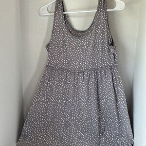 Green cotton by garnet hill gray and white polka dot tank dress size medium